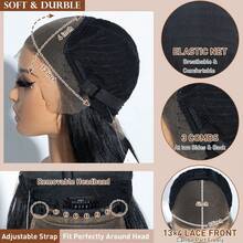 Soft 26inch 180%Density Black 13*4 Synthetic Hair Front Lace Wig With Baby Hair Glueless Heat Resistant And Breathable Synthetic Fiber Hair Natural Hairline Free Parting For Party Daily Use - 黑色 - 查看 8