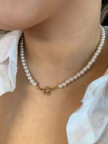 1 Pc Stainless Steel Gold Plated Flat Snake Bone Chain Necklace For Women, Bohemian Style Jewelry, Suitable For Holiday Gifts