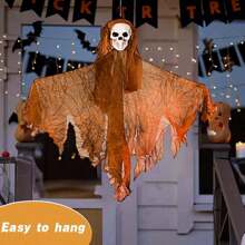 万圣节DIY装饰 - 橙色、灰色悬挂鬼魂3件套