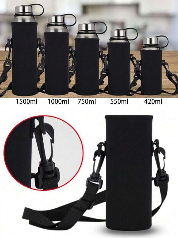 1 pieza Funda aislante para botella de agua deportiva de 420-1500ml, de material de neopreno, portabotellas, funda para vaso