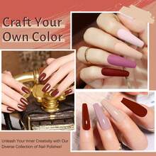 Neutral Gel Nail Polish Kit With U V Light 54W Nail Lamp Halloween 6 Colors Nude Pink Brown Soak Off Gel Nail Polish Set Nail Gel Kit No Wipe Base Top Coat Gel Manicure Kit DIY Home Tools - 玫紅色 - 查看 8