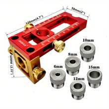 螺丝夹具二合一十字销钻头导向套件可调节木工钻孔打孔器定位器口袋十字斜平头打孔夹具带 5 个钻套 - 床柜螺丝打孔定位器 - 彩色 - 查看 5
