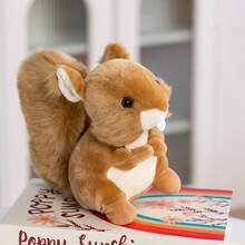 1 buc păpușă de pluș realistă cu veveriță, păpușă moale și pufoasă cu desene animate, pernă decorativă drăguță, cadou de ziua de naștere/Ziua Îndrăgostiților/Paște - Maro - Vizualizare 5