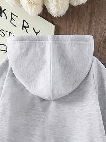 Áo nỉ có mũ lót nhiệt in hình trái tim thời trang thu đông 2024 cho bé gái mới lớn, đa năng, thường ngày, có khóa kéo - Xám - Xem 10