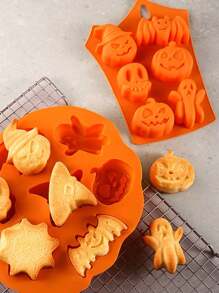 1 件万圣节南瓜和巧克力慕斯、南瓜形糖果模具托盘、南瓜鬼蝙蝠头骨软糖巧克力模具适用于 DIY 工艺品、纸杯蛋糕装饰、肥皂果冻 - 非常适合 DIY 烘焙和厨房手工艺品 - 橘色 - 查看 9