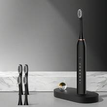 Electric Toothbrush With 4 Brush Heads, Rechargeable Electric Brush, Water Toothbrush For Teeth Cleaning And Gum Health - Black-1 - 查看 8