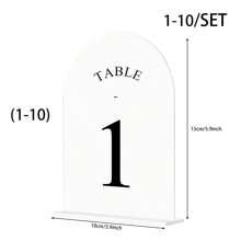 10pcs Gold Mirror Acrylic Table Numbers 1-10 With Holder, Gold Arch-Shaped Acrylic Table Sign Holder Suitable For Wedding Reception, Party, Event, Birthday