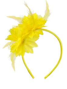 1 件花卉印花羽毛波西米亚花头带，派对/表演羽毛发饰，复古新娘发饰万圣节