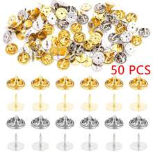 20/50Sets Brooch Pin Holder Tie Badge Back Replacement Flat Base Stabbing Butterfly Clasps For DIY Jewelry Making Accessories Gold 25pcs Silver 25pcs