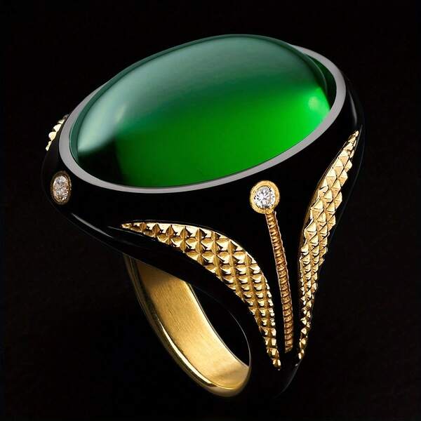 1pc Vintage Men's Ring - 1 Synthetic Green Diamond Copper Alloy Ring, Elegant Single Ring Jewelry Gift