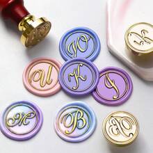 Set de 1 pieza de molde de cera sellada con la serie de alfabeto de A a Z, de 2,5 cm de diámetro, con mango de madera de cedro, adecuado para invitaciones de boda, sellos de cartas, decoración de regalos hechos a mano DIY - 2,5 cm - Ver 4