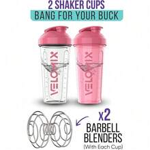 2-Pack 28oz/830ml Premium Shaker Bottles With 4 Stainless Steel Balls - Leakproof  Mixer Cups For Protein, Smoothies & Meal Replacement - Gym, Office, Travel & Home Use - Blue & Clear Combo With Measurement Marks - 6)粉紅色/透明 - 查看 3