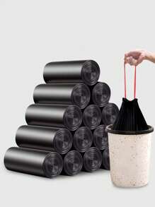 100个黑色抽绳垃圾袋，适用于家庭、办公室、卧室和浴室的小型垃圾袋，垃圾填充，便携式防臭厨房垃圾篮袋，一次性垃圾袋，适用于厨房、浴室等更多场景