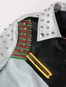 Risissida Women's Lightweight Cropped Patchwork Jacket - Minimalist Casual Style, All-Season Versatile Wear For Spring & Autumn