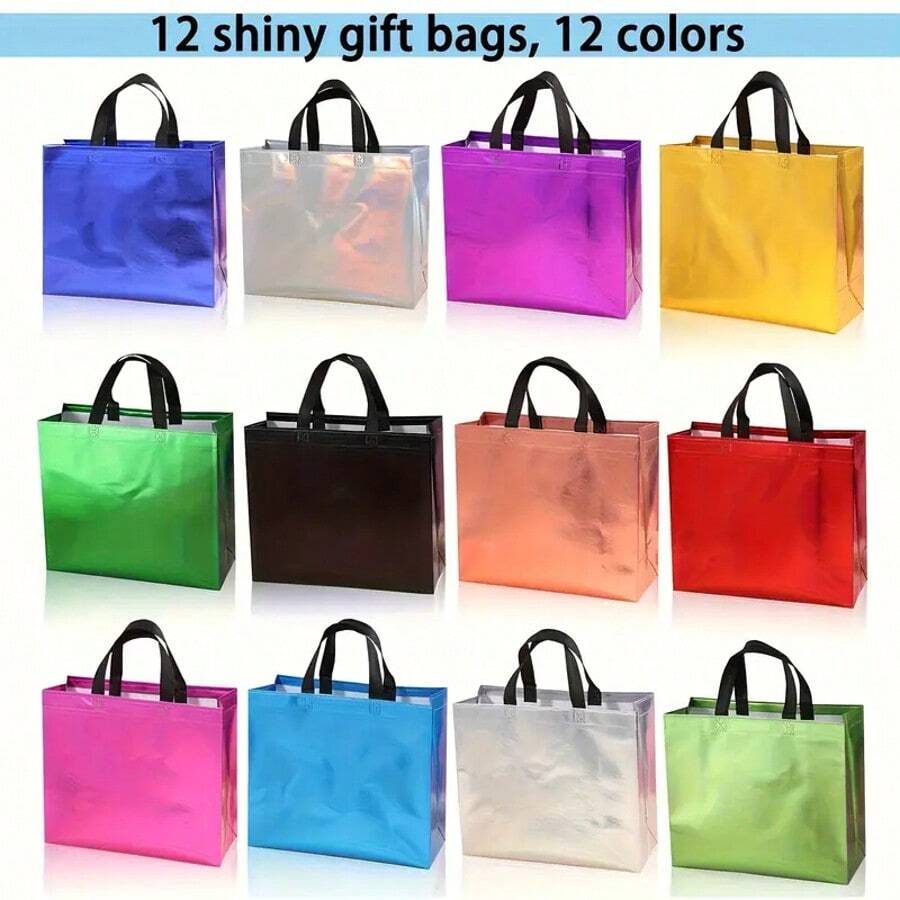 12, Mixed Color Gift Bags, Colored Large Gift Bags, Birthday Party Bags, Party Bags, Wedding Bags, Shopping Bags, Party Bags, Baby Gift Bags, Reusable Gift Bags. - 12個 - 查看 1