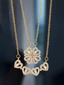 1 Mặt dây chuyền hình khối lập phương và trái tim bằng thép không gỉ mạ vàng, phù hợp với phong cách thường ngày, cổ điển, thời trang, đường phố, đi làm và trang phục dự tiệc ngày lễ tình nhân của nữ giới, với kiểu dáng độc đáo và dễ thương. - Nhiều màu - Xem 4