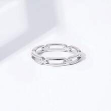 14K Gold Or Rhodium Plated Sterling Silver Chain Link Band Ring - Rhodium - Xem 3