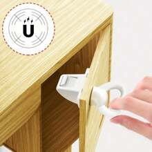 1把钥匙+2把锁 磁性抽屉锁，隐形隐藏锁，多功能锁，粘合锁 - 白色 - 查看 7