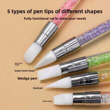Double-Ended Silicone Nail Art Pen Press Wand Is A Multi-Functional Nail Art Tool For Applying Carved And Toning Glue - 白色 - 查看 6