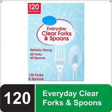 Plastic Everyday Clear Fork And Spoon Combo, 120 Count
