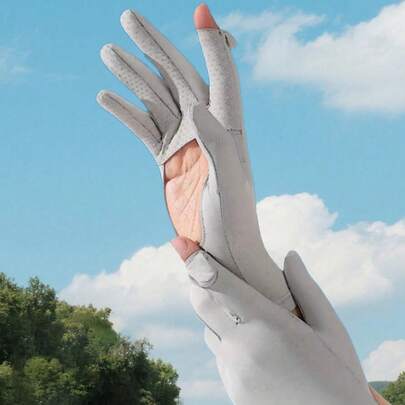 Easypie Selection 女士冰丝露指防晒手套 - 防紫外线和触摸屏，透气夏季驾驶运动手套