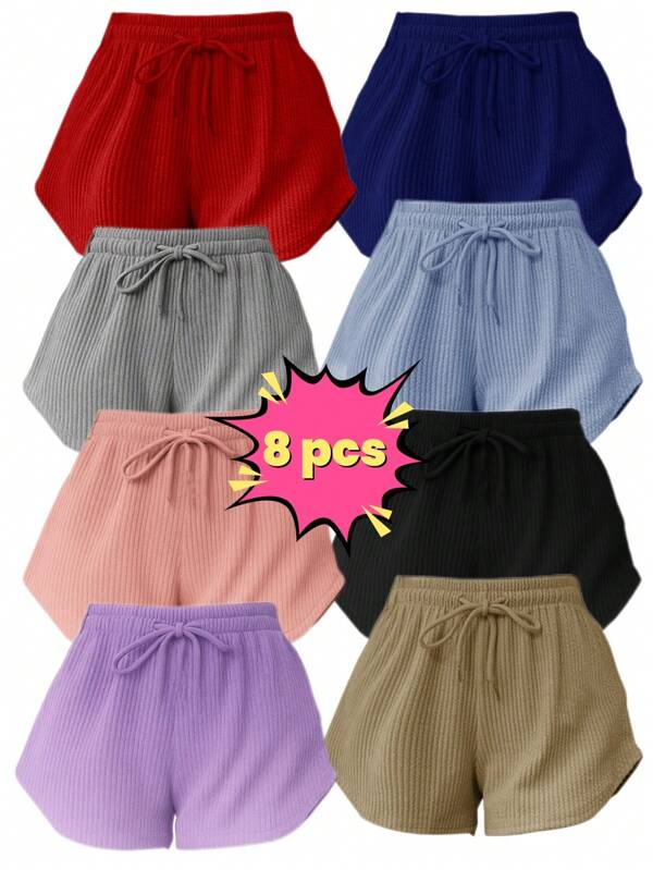 8 PCS pantalones cortos acanalados