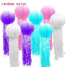 3pcs/6pcs-Blue Hanging Jellyfish Paper Lantern, Gradient Colorful Paper Lantern Hanging Lantern For Mermaid Theme Party Under The Sea Ocean Birthday Decoration