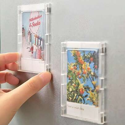 1 件冰箱磁铁 3 英寸相框 DIY 折叠组装磁片 3 英寸磁性展示框小卡片磁性框，适用于学校用品，返校