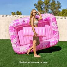 SLOOSH 70" X 46" Inflatable Sun Lounger Pool Float, 4-In-1 Sunbathing Bathtub Raft With Pillow, Inflatable Adult Pool Float, Sunbed Lounge Chair, Kids Ball Pit Party Gift, L-Blue, Pink - Multicolor - View 7