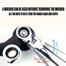 6-32mm Adjustable Head Ratchet Wrench Set, Combination End Wrench Set, Aluminum Alloy Hand Tool Kit, Ratchet Wrench Set [Flexible Head Ratchet Wrench] Chrome Vanadium Steel Flexible Head Ratchet Wrench Set | Combination Wrench Set, Mechanical Manual Tool Socket Wrench Ratchet Wrench Set, Metal, No Electricity Required, No Battery Needed - Black - View 11