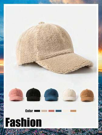 1 pieza Gorra de béisbol de mujer multicolor, gorra de béisbol con visera curva de unicolor vintage de piel sintética abrigada, para deportes al aire libre, casual y protección solar