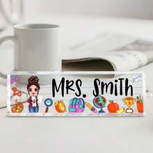 Cosas escolares personalizadas para maestros, placa de escritorio con nombre, regalo de regreso a la escuela para maestro, decoración de oficina