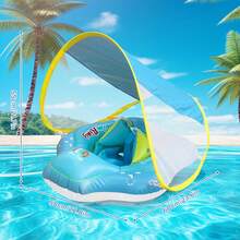 ¡El bebé nada tranquilo! Visera ajustable + Anilla de natación con triple cámara de aire | Patas 100% antideslizantes | ¡El regalo perfecto para el verano! - Azul - Ver 9