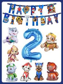 Paw Patrol Pfoten Patrol Themen Aluminium Folienballon Set, Cartoon Charakter Ali Aqi, Fellig, Grau, Perle, Lu Ma, Tian Tiana Aluminium Folie Ballons, ein Festival Ballon Set bestehend aus sieben verschiedenen Hunde Aluminiumfolie Ballon, unverzichtbare dekorative Ballon für Geburtstagsfeiern, Festivalpartys, Thanksgiving, Valentinstag, Weihnachten, Muttertag, Schulanfang, Abschlussfeier