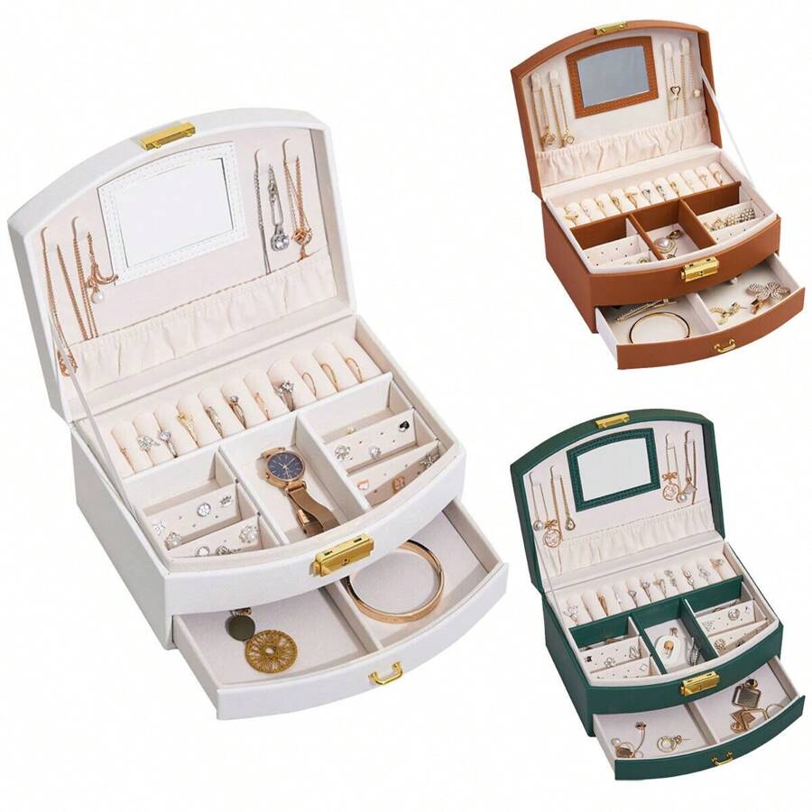 NetHong 2 Layers Large Jewelry Organize Storage Necklace Storage Box Drawer Cabinet - 白色 - 查看 1