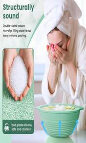 Tazón de baño de hielo facial Noverlife, Tazón facial de silicona de 9 pulgadas plegable para baños de hielo, kit portátil de bañera de agua fría para lavado facial de baño de hielo en casa - Blanco - Ver 4