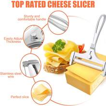 Adjustable Cheese Slicer – Stainless Steel Wire Cutter For Perfect Thin/Thick Slices, Ergonomic Handle For Hard & Soft Cheeses - Silver 1pc - View 9