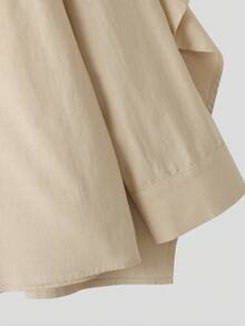 INCERUN Men Stand Collar Buttons Long Seeve Asymmetrical Casual Solid Shirt Holiday Party Loose Blouse Tops - 杏色 - 查看 9