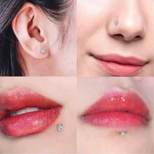 8 Stück / 13 Stück Liebe / Stern / Quadrat / Rund Form klare CZ Labret Lippen Ringe Nasenstecker Ohrringe aus Edelstahl für Helix Conch Knorpel Piercing Schmuck für Damen und Herren