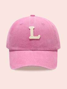 1pc Kids' Washed Baseball Cap With 26 Letters, Suitable For Outdoor Activities, Sun Ion, Daily Wear, Boys & Girls - Water Soluble-pink Washed Baseball Cap - View 73
