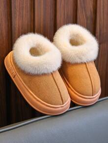 Children's Slippers With Heels In Autumn And Winter 2025 New Small, Medium And Large Boys And Girls Children's Indoor Home Plush Fur Slippers Soft Sole Casual Simple - Lạc đà - Xem 4