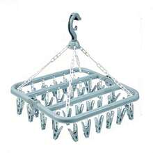 1pc 32-Clip Rotating Plastic Drying Rack, Space-Saving Folding Clothes Hanger, Suitable For Socks, Underwear And Small Garments, For Bedroom, Bathroom, Closet And Dorm Storage, Laundry Room Accessory, Clothes Drying Rack