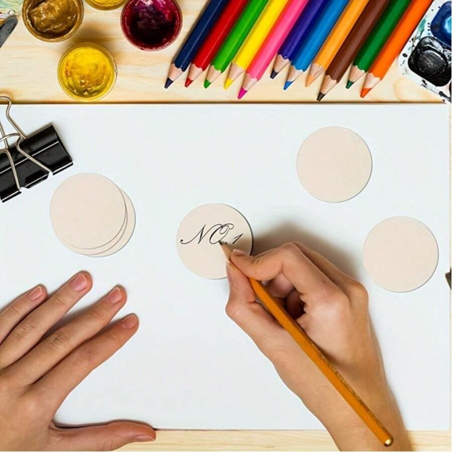 25 件 5 厘米圆形木盘，适用于工艺品和绘画用品、学校用品、返校 - 彩色 - 查看 1