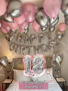رقم فضي مقاس 32 بوصة، رقم عيد ميلاد مخصص، بالونات لاتكس وردية وفضية، بالونات قلب فضية مقاس 18 بوصة، مجموعة أحرف عيد ميلاد باللغة الإنجليزية، مناسبة لديكور حفلات عيد الميلاد، الزفاف، استحمام الطفل، عيد الحب، حفلات عصابة العروس، حفلات عيد ميلاد بموضوع الفيونكة، ديكور خطوبة العروس، ديكور عيد الميلاد، مناسبة لعيد الميلاد، الذكرى السنوية، رأس السنة، استحمام الطفل، التخرج، الخطوبة، حفلات الزفاف