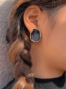 1 Set Ringe und Ohrringe mit asymmetrischem Rand, Vintage Modeaccessoires, geeignet für den täglichen Gebrauch, Partys und Festivals
