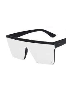 一副黑色超大号一体式时尚眼镜，时尚街头风沙滩配饰眼镜 - 黑色 - 查看 6