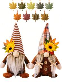 2款秋季小矮人家居装饰，感恩节小矮人，斯堪的纳维亚农舍风格手工毛绒摆件，秋季多层托盘装饰，小矮人节，家居装饰，餐桌装饰，感恩节，万圣节，圣诞节装饰品，秋季装饰，圣诞节装饰，家居圣诞礼物，圣诞装饰