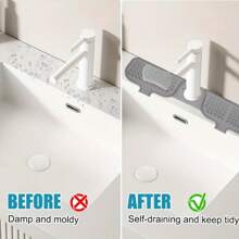 Protège-éclaboussures pour évier de cuisine, tapis de robinet en silicone, tapis de protection anti-éclaboussures pour évier avec une pente de 5°, rotatif à 360°, flexible, anti-dérapant, bac de récupération des gouttes d'eau pour la zone de l'évier de salle de bain et de cuisine