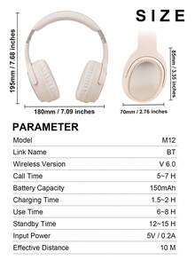 Gerripuer 新款无线耳机，配备 6.0 芯片，沉浸式游戏、视频、音乐音效，超低延迟，USB-C，可折叠，配有舒适的软垫头带，HIFI 立体声低音，电池续航时间长，商务/母亲节礼物 - 卡其色 - 查看 5