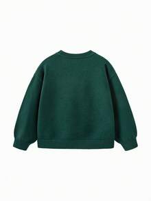 mini bala Young Girl Cute Knit Sweater 2025 Autumn Warm Soft Pullover - Dark Green - View 2